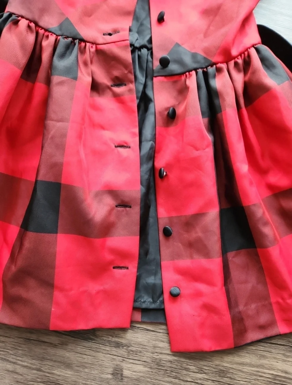 Ralph Lauren 24M Red Buffalo Plaid Taffeta Holiday Dress Black Grosgrain Sash